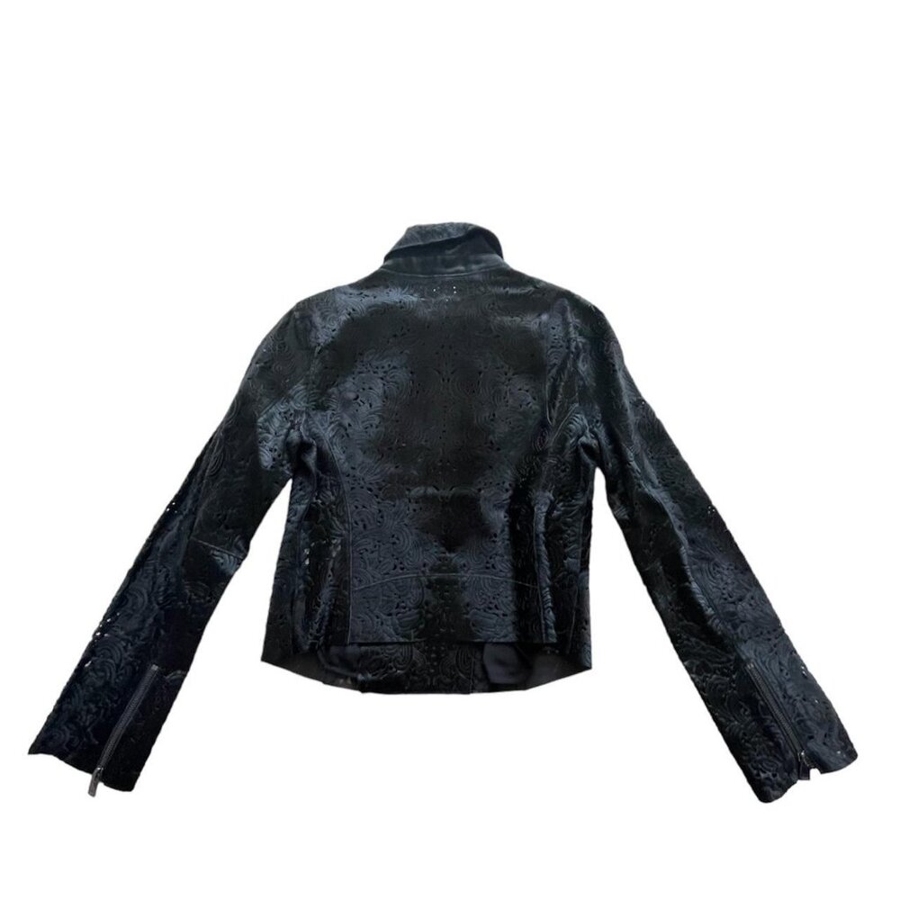 NWT Haute Hippie 100% Real Calf Fur Laser-Cut Moto Jacket – Size M (MSRP $2,495) - Picture 2 of 4